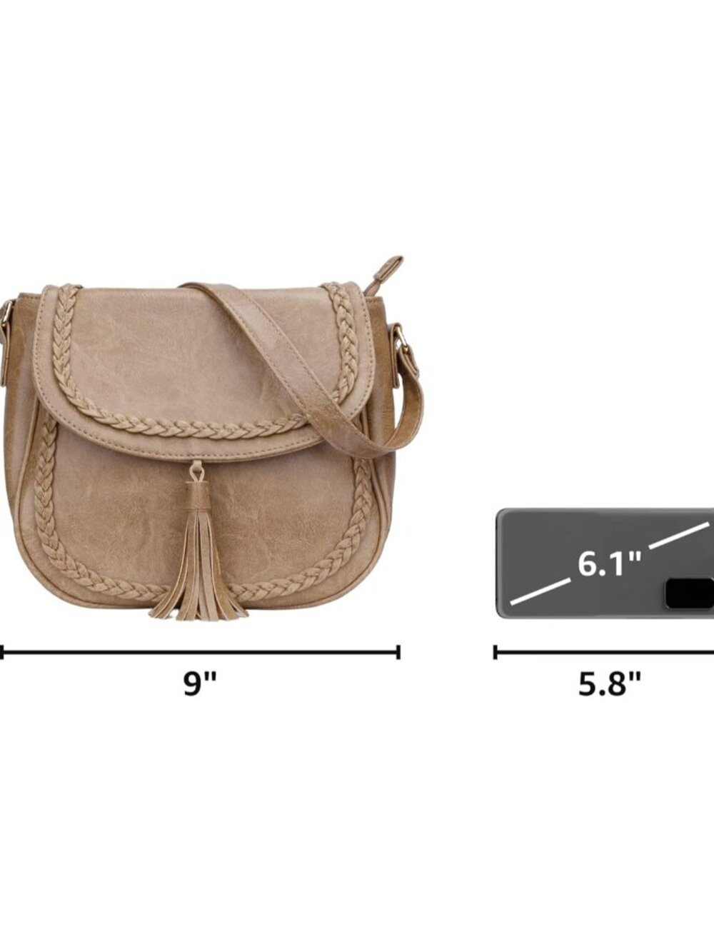 Casual Crossbody Bag for Women, Small Flap Saddle Purses with Tassel | Adjustabl - Picture 3 of 8